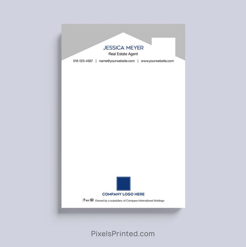 Coldwell Banker realtor notepad with house roof design and personalized branding