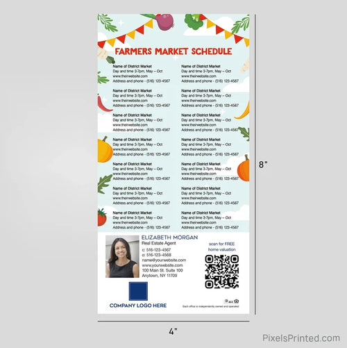 Coldwell Banker realty Farmers Market Schedule Postcard Magnets PixelsPrinted