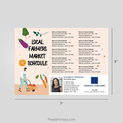Coldwell Banker realty Farmers Market Schedule Postcard Magnets PixelsPrinted