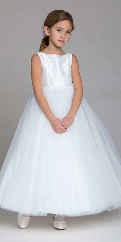 white/size/5/missy/Camille La Vie/Crystal Beaded Mikado Tulle Dress/front