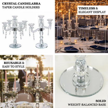 crystal candelabra, taper candle holder, glass candelabra, candle holder, candelabra, glass candle holder#size_parent