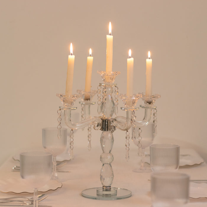crystal candelabra, taper candle holder, glass candelabra, candle holder, candelabra, glass candle holder#size_parent