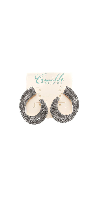 silver/one size/Camille La Vie/Crystal Double Swirl Rhinestone Earrings /front alt