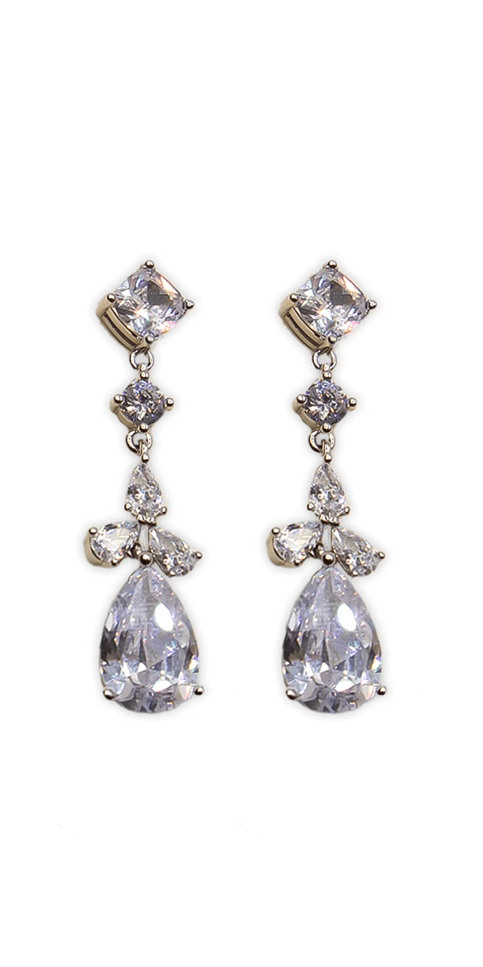 silver/one size/ Camille La Vie/Cubic Zirconia Drop Earrings/front