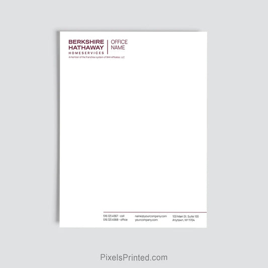 Personalized Berkshire Hathaway real estate letterhead for brokerage offices