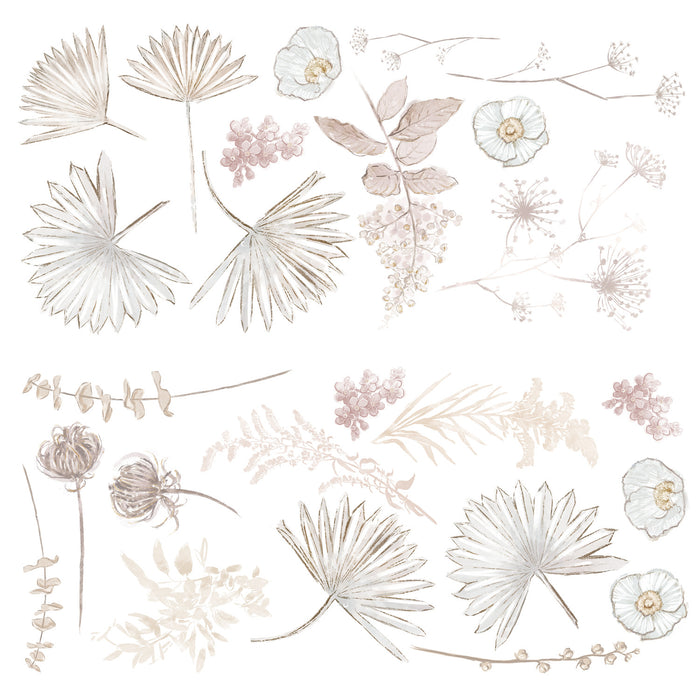 Desert Sun Palm Leaf & Floral Giant Wall Decals - panels