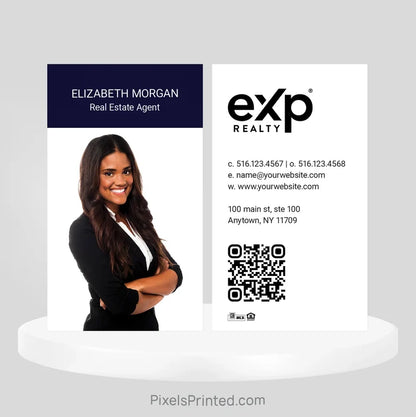 Modern eXp Realty business card with QR code for easy access to agent contact information.