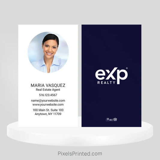 Clean and modern eXp Realty business card personalized with agent branding and contact details.