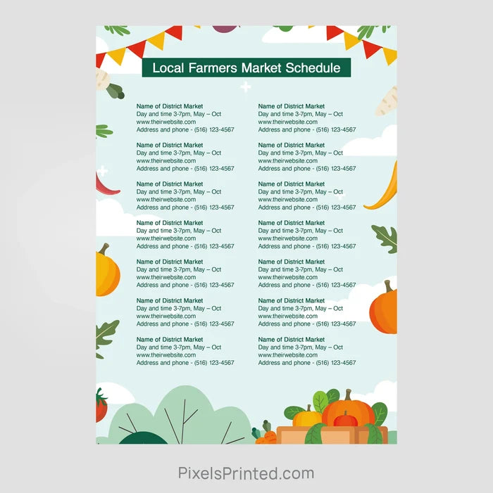 EXP realty farmers market schedule postcards PixelsPrinted