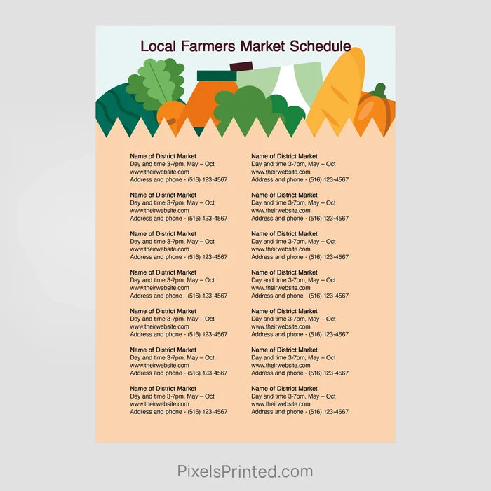 EXP realty farmers market schedule postcards PixelsPrinted