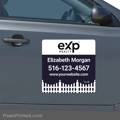 square eXp Realty realtor car magnet with personalized branding designed to promote an agent while driving.