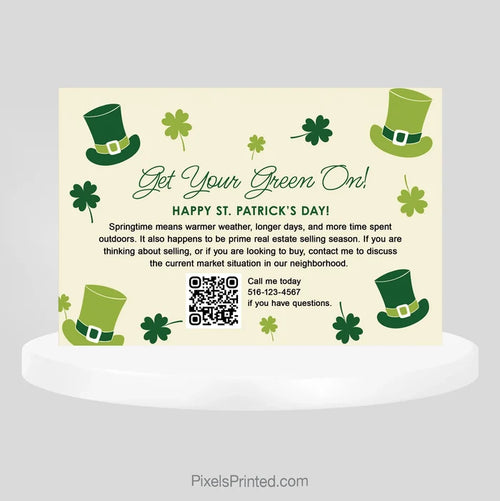 EXP realty St Patrick’s Day real estate introduction postcard PixelsPrinted