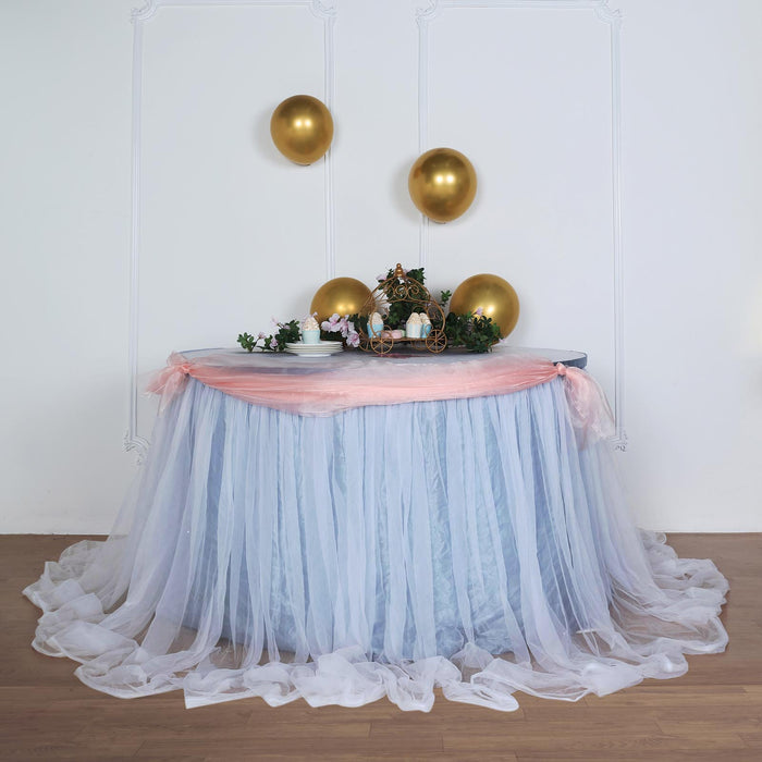 table skirt, tulle table skirt, table skirt tulle, table skirt tutu, tulle for table skirt#color_dusty-blue