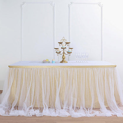 table skirt, tulle table skirt, table skirt tulle, table skirt tutu, tulle for table skirt#color_champagne