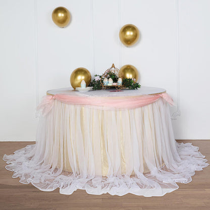 table skirt, tulle table skirt, table skirt tulle, table skirt tutu, tulle for table skirt#color_champagne