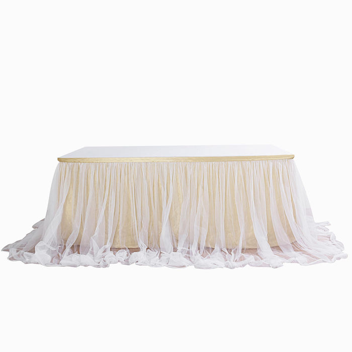table skirt, tulle table skirt, table skirt tulle, table skirt tutu, tulle for table skirt#color_champagne