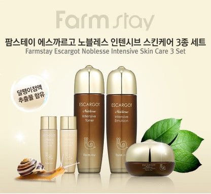 Farmstay Escargot Noblesse Intensive Skincare 3-Piece Set <br/>PLAN36.5 Aloe Gel Tube (Worth $10) Gift