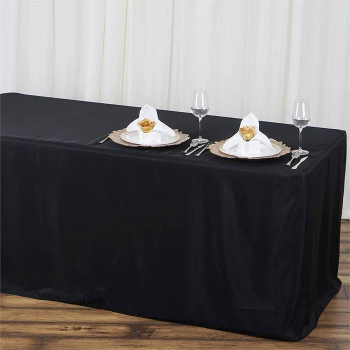 rectangular fitted tablecloths, polyester tablecloths, Fitted Tablecloths, fitted table covers, dining room tablecloth#color_black