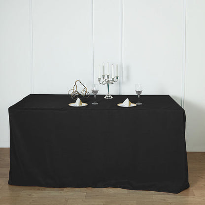 rectangular fitted tablecloths, polyester tablecloths, Fitted Tablecloths, fitted table covers, dining room tablecloth#color_black