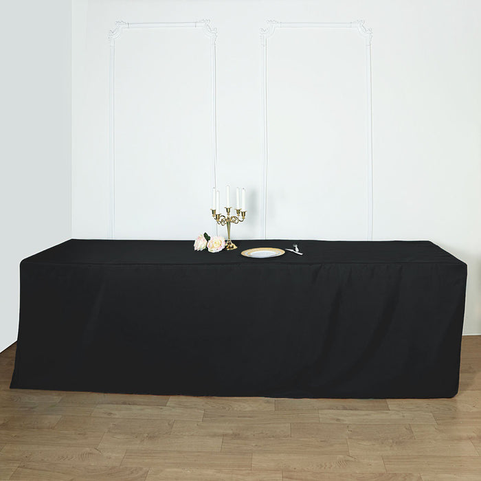 rectangular fitted tablecloths, polyester tablecloths, Fitted Tablecloths, fitted table covers, dining room tablecloth#color_black