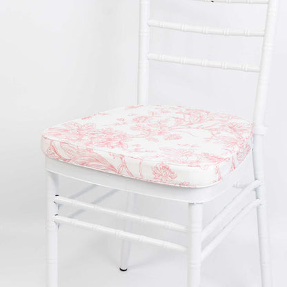 Chiavari chair pads, chair pads, Chiavari chair cushions, chair cushions, wedding chair pads, event chair pads, chair seat cushions#color_pink-french-toile