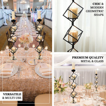 Metal And Glass Candle Holder, Geometric Candle Holder, Decorative Candle Holder, Votive Candle Holders, Candle Holder Centerpiece#size_parent