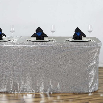 table skirt, table skirt velcro, table skirt design, table skirt linen, sequin table skirt#color_silver