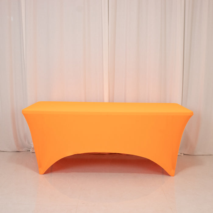 neon fitted tablecloth, 6ft spandex tablecloth, rectangle tablecloth, neon tablecloth, spandex tablecloth, table linen, spandex table cover#color_orange