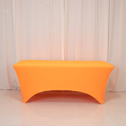 neon fitted tablecloth, 6ft spandex tablecloth, rectangle tablecloth, neon tablecloth, spandex tablecloth, table linen, spandex table cover#color_orange