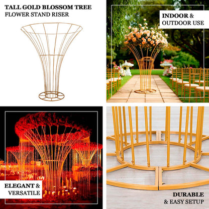 metal flower stands, floral stands, flower pedestal, flower display stand, pedestal vase#color_gold