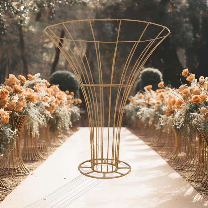 metal flower stands, floral stands, flower pedestal, flower display stand, pedestal vase#color_gold