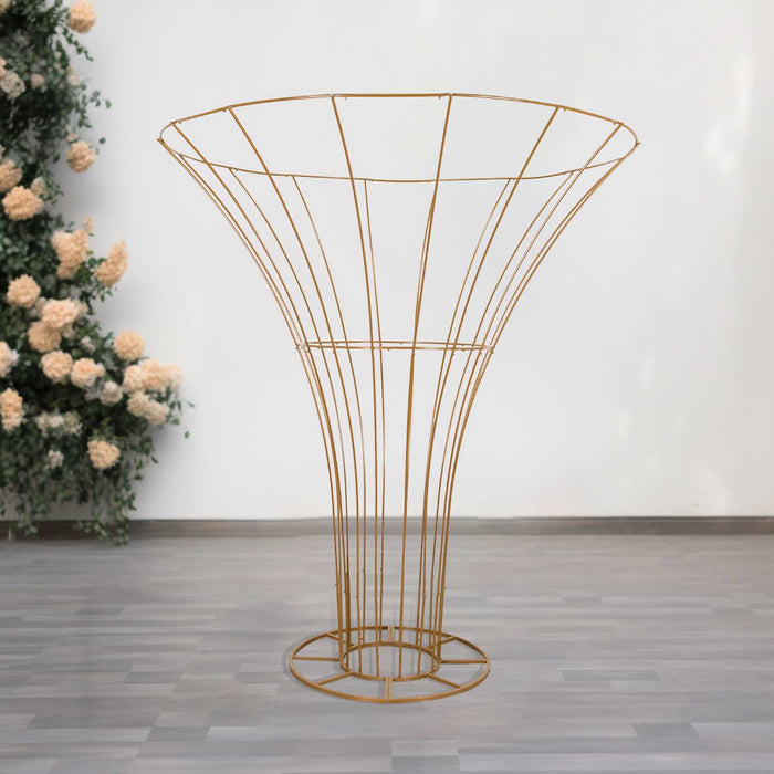 metal flower stands, floral stands, flower pedestal, flower display stand, pedestal vase#color_gold