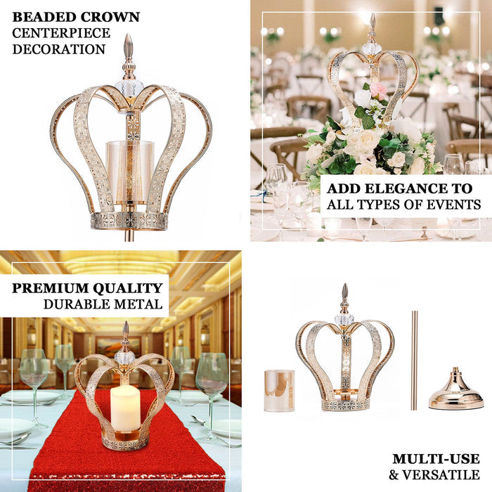 crown candle holder, gold crown centerpiece, gold crown decor, decorative crown, votive holder#color_gold