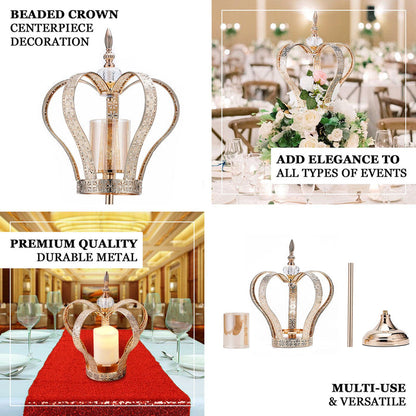 crown candle holder, gold crown centerpiece, gold crown decor, decorative crown, votive holder#color_gold