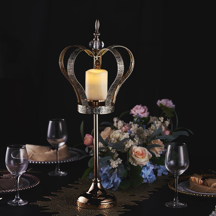 crown candle holder, gold crown centerpiece, gold crown decor, decorative crown, votive holder#color_gold