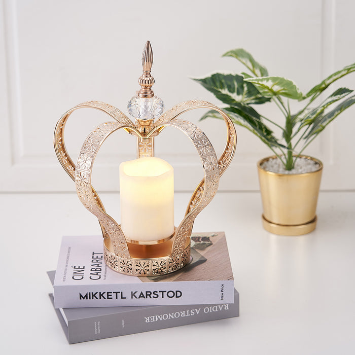 crown candle holder, gold crown centerpiece, gold crown decor, decorative crown, votive holder#color_gold