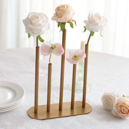 metal flower vases, single flower vases, floral vase, tube vases, bud vase centerpiece#color_gold