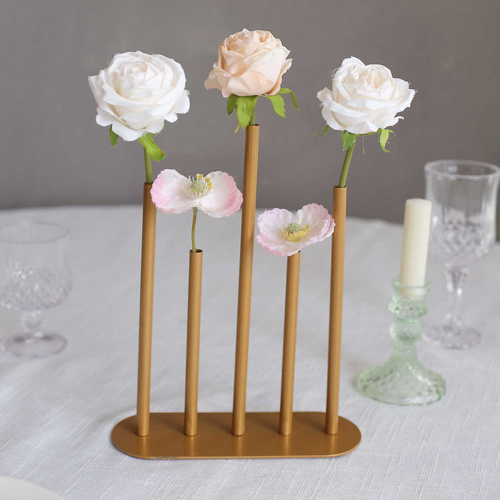 metal flower vases, single flower vases, floral vase, tube vases, bud vase centerpiece#color_gold