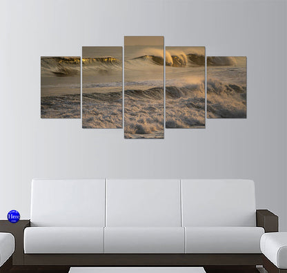 Golden Ocean Waves Crashing on a Sunset Beach