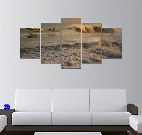 Golden Ocean Waves Crashing on a Sunset Beach
