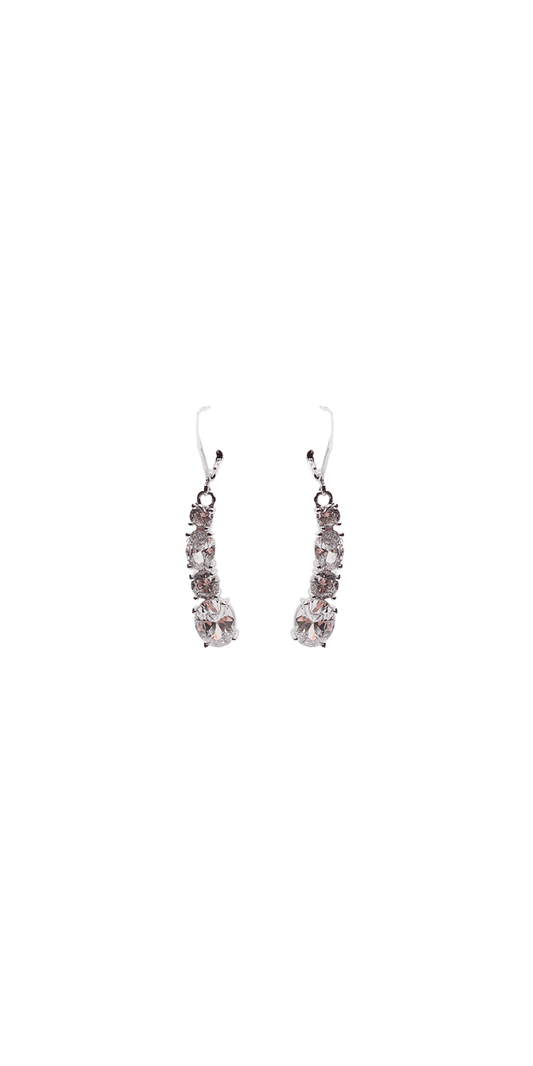 silver/one size/Camille La Vie/Graduated Rhinestone Earrings with Hoop Clasp /front