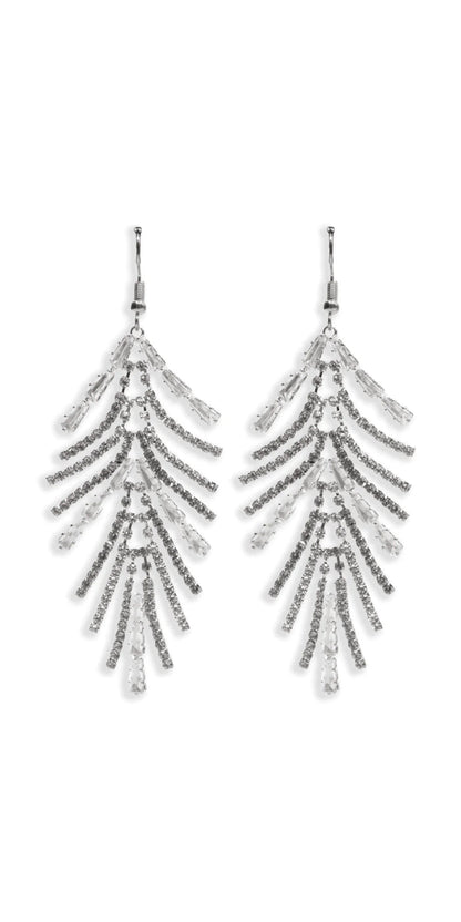 silver/one size/Camille La Vie/Grand Fan Cubic Zirconia Drop Earrings /front
