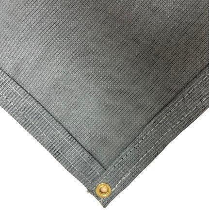 Gray 8' x 12' 86% super shade mesh tarp with anchor point corner reinforcement