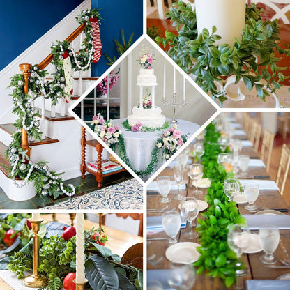 Faux Eucalyptus Garland, Artificial Garland, Greenery Garland, Leaf Garland, Artificial Eucalyptus Garland#color_green