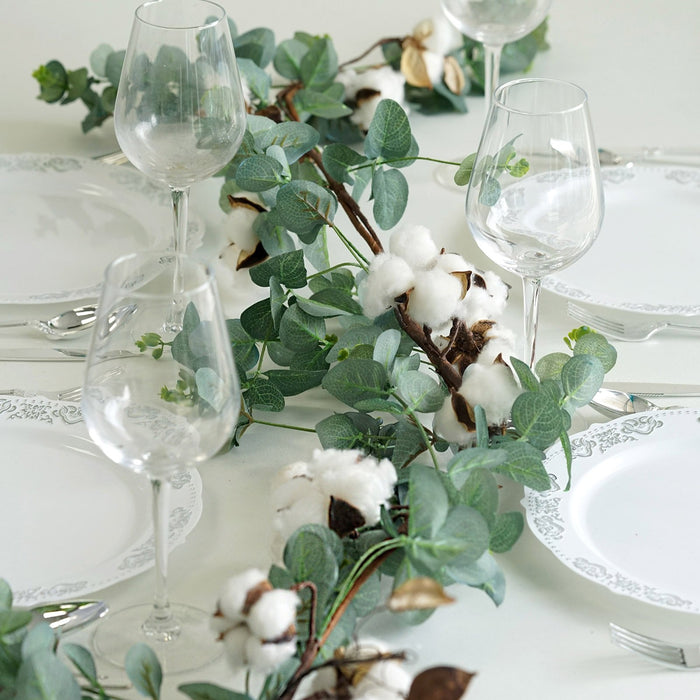 Faux Eucalyptus Garland, Artificial Garland, Greenery Garland, Leaf Garland, Artificial Eucalyptus Garland#color_green