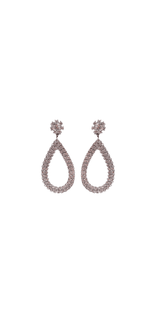 silver/one size/Camille La Vie/Halo Stone Open Drop Earrings /front