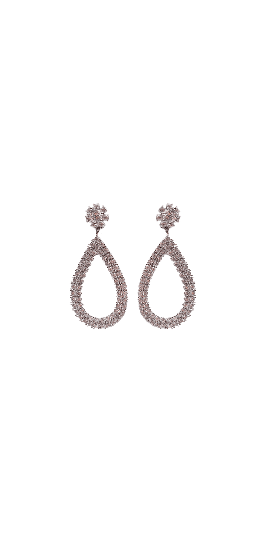 silver/one size/Camille La Vie/Halo Stone Open Drop Earrings /front