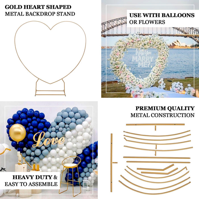 metal, backdrop stand, heart arch frame, heart shaped stand, balloon backdrop frame#color_gold