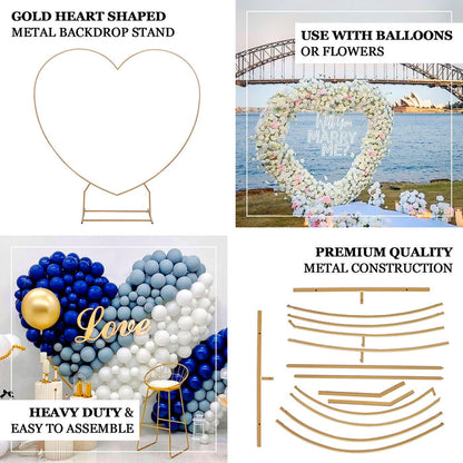 metal, backdrop stand, heart arch frame, heart shaped stand, balloon backdrop frame#color_gold