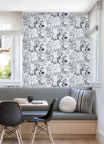 Illustrative Leisure Ladies Peel and Stick Wallpaper in a room setting